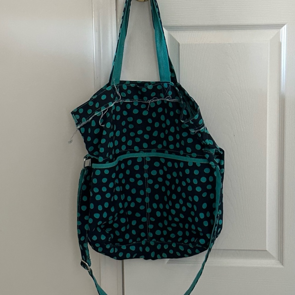 Polka Dot Tote Bag - Teal and Black